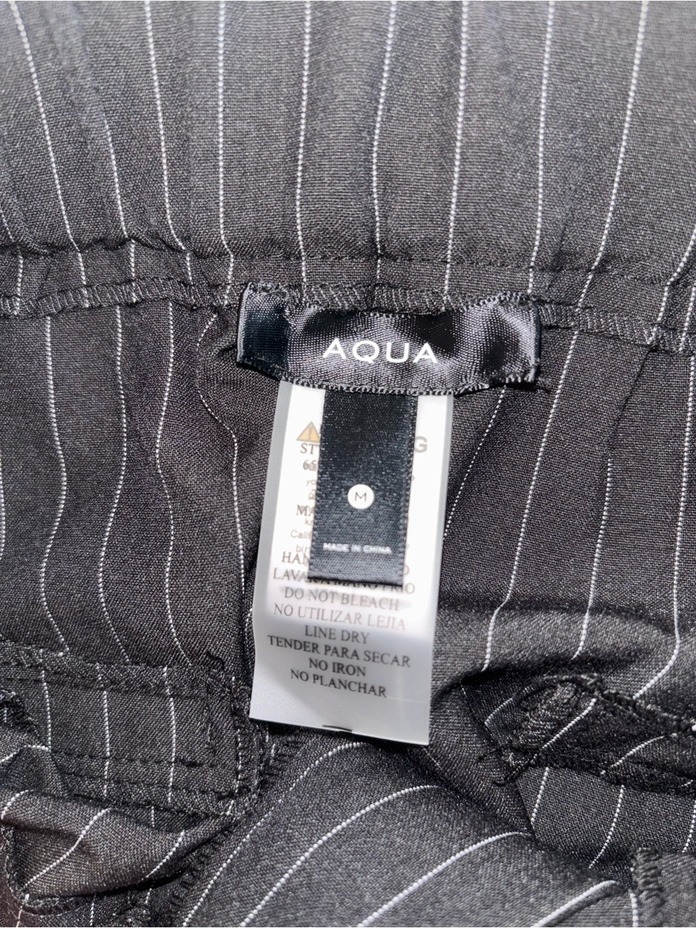 AQUA Black Pinstripe Pleated Wide Leg Trousers Career Core - Picture 6 of 6